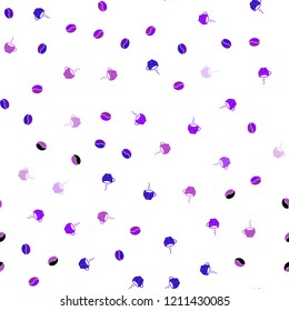 Light Purple, Pink vector seamless pattern with coffee beans, cups. Gradient illustration with coffee beans, tea cups. Pattern for menu of cafes and restaurants.