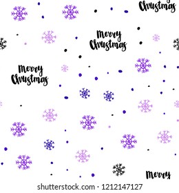 Light Purple, Pink vector seamless pattern with christmas snowflakes. Modern geometrical abstract illustration with snowflakes. Pattern for design of window blinds, curtains.