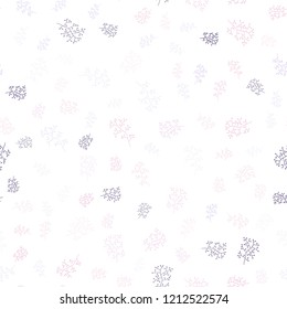 Light Purple, Pink vector seamless elegant template with leaves, branches. Colorful abstract illustration with leaves in doodle style. Pattern for design of window blinds, curtains.