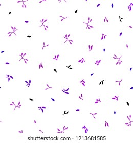 Light Purple, Pink vector seamless abstract background with leaves. A vague abstract illustration with leaves in doodles style. Pattern for design of window blinds, curtains.