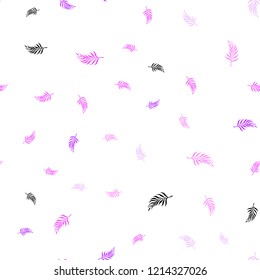 Light Purple, Pink vector seamless natural pattern with leaves. Creative illustration in blurred style with leaves. Pattern for trendy fabric, wallpapers.
