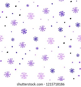 Light Purple, Pink vector seamless layout with bright snowflakes. Colorful snowflakes with gradient on abstract background. Pattern for design of window blinds, curtains.