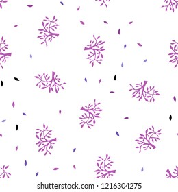 Light Purple, Pink vector seamless elegant background with leaves, branches. Shining colored illustration with leaves and branches. Template for business cards, websites.