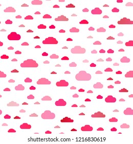 Light Purple, Pink vector seamless layout with cloudscape. Modern illustration with colorful gradient clouds. Pattern for trendy fabric, wallpapers.