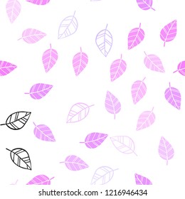 Light Purple, Pink vector seamless natural pattern with leaves. Creative illustration in blurred style with leaves. Trendy design for wallpaper, fabric makers.