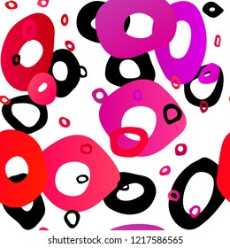 Light Purple, Pink vector seamless pattern with spheres. Glitter abstract illustration with blurred drops of rain. Pattern for trendy fabric, wallpapers.