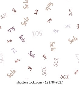 Light Purple, Pink vector seamless layout with discount of 50%. Gradient illustration with discount signs on white backdrop. Backdrop for ads, leaflets of Black Friday.