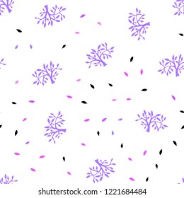 Light Purple, Pink vector seamless abstract backdrop with leaves, branches. Colorful illustration in doodle style with leaves, branches. Pattern for trendy fabric, wallpapers.
