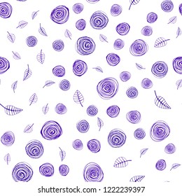Light Purple, Pink vector seamless abstract pattern with leaves and flowers. Colorful abstract illustration with leaves in doodle style. Texture for window blinds, curtains.
