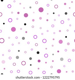 Light Purple, Pink vector seamless layout with circle shapes. Abstract illustration with colored bubbles in nature style. Pattern for design of fabric, wallpapers.