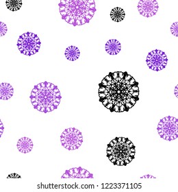 Light Purple, Pink vector seamless cover with beautiful snowflakes. Decorative shining illustration with snow on abstract template. Design for textile, fabric, wallpapers.