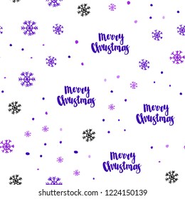 Light Purple, Pink vector seamless cover with beautiful snowflakes. Shining colorful illustration with snow in christmas style. Trendy design for wallpaper, fabric makers.