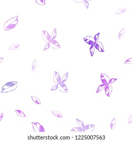 Light Purple, Pink vector seamless doodle template with leaves. Creative illustration in blurred style with leaves. Template for business cards, websites.