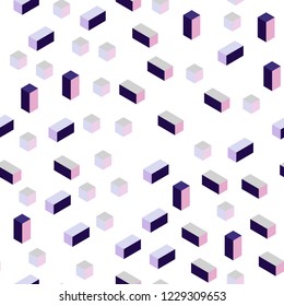 Light Purple, Pink vector seamless, isometric backdrop with rhombus. Illustration with set of colorful rectangles. Design for wallpaper, fabric makers.
