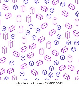 Light Purple, Pink vector seamless, isometric texture in rectangular style. Decorative design in abstract style with rectangles. Template for business cards, websites.