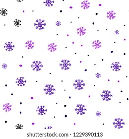 Light Purple, Pink vector seamless template with ice snowflakes. Modern geometrical abstract illustration with snowflakes. Design for textile, fabric, wallpapers.