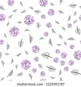 Light Purple, Pink vector seamless natural backdrop with leaves, flowers. Modern abstract illustration with leaves and flowers. Template for business cards, websites.