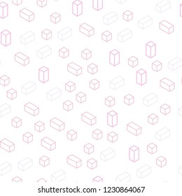 Light Purple, Pink vector seamless, isometric backdrop with rhombus. Rectangles on abstract background with colorful gradient. Design for wallpaper, fabric makers.