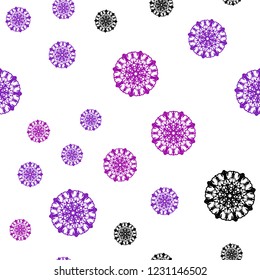 Light Purple, Pink vector seamless layout with bright snowflakes. Modern geometrical abstract illustration with crystals of ice. Template for business cards, websites.