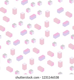 Light Purple, Pink vector seamless, isometric layout with lines, rectangles. Abstract gradient illustration with rectangles. Design for wallpaper, fabric makers.