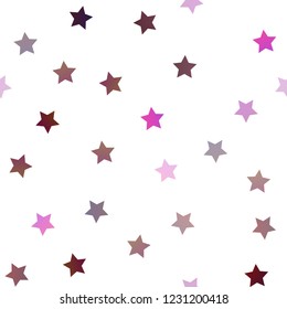 Light Purple, Pink vector seamless layout with bright stars. Modern geometrical abstract illustration with stars. The pattern can be used for wrapping gifts.