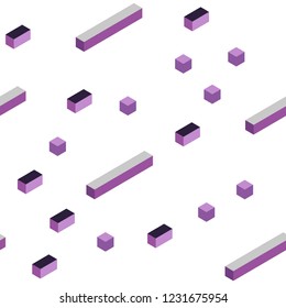 Light Purple, Pink vector seamless, isometric template with rhombus. Decorative design in abstract style with rectangles. Pattern for trendy fabric, wallpapers.