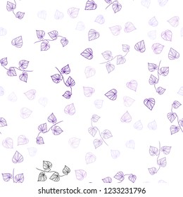 Light Purple, Pink vector seamless natural backdrop with leaves. New colorful illustration in doodle style with leaves. Pattern for trendy fabric, wallpapers.