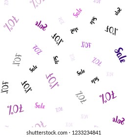 Light Purple, Pink vector seamless layout with discount of 70%. Shining colorful illustration with isolated selling prices. Design for business ads, commercials.