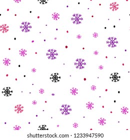 Light Purple, Pink vector seamless texture with colored snowflakes. Colorful snowflakes with gradient on abstract background. Pattern for trendy fabric, wallpapers.