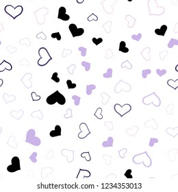 Light Purple, Pink vector seamless texture with lovely hearts. Hearts on blurred abstract background with colorful gradient. Pattern for marriage gifts, congratulations.