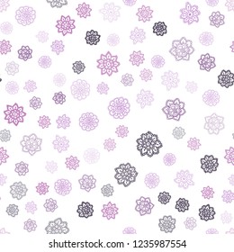 Light Purple, Pink vector seamless layout with bright snowflakes. Glitter abstract illustration with crystals of ice. Pattern for trendy fabric, wallpapers.