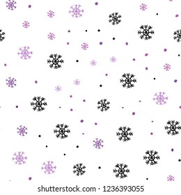 Light Purple, Pink vector seamless cover with beautiful snowflakes. Colorful snowflakes with gradient on abstract background. Trendy design for wallpaper, fabric makers.