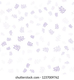 Light Purple, Pink vector seamless doodle template with leaves, branches. Modern abstract illustration with leaves and branches. Pattern for design of fabric, wallpapers.