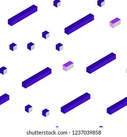 Light Purple, Pink vector seamless, isometric template with rhombus. Decorative design in abstract style with rectangles. Design for textile, fabric, wallpapers.