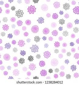Light Purple, Pink vector seamless texture with colored snowflakes. Decorative shining illustration with snow on abstract template. Template for business cards, websites.