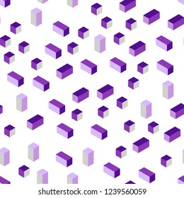 Light Purple, Pink vector seamless, isometric texture in rectangular style. Illustration with set of colorful rectangles. Texture for window blinds, curtains.