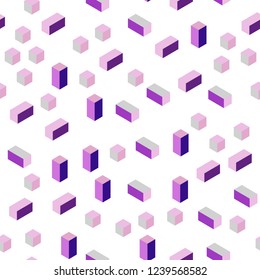 Light Purple, Pink vector seamless, isometric texture in rectangular style. Modern abstract illustration with colorful rectangles. Pattern for trendy fabric, wallpapers.