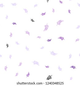 Light Purple, Pink vector seamless elegant wallpaper with leaves. Shining colored illustration with leaves in doodle style. Pattern for design of window blinds, curtains.