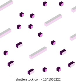 Light Purple, Pink vector seamless, isometric cover in polygonal style. Illustration with set of colorful rectangles. Texture for window blinds, curtains.
