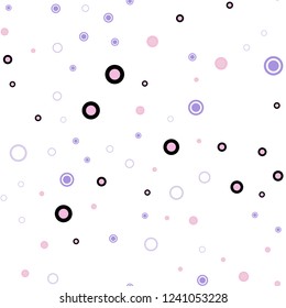 Light Purple, Pink vector seamless pattern with spheres. Beautiful colored illustration with blurred circles in nature style. Pattern for trendy fabric, wallpapers.