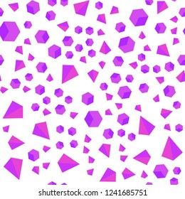 Light Purple, Pink vector seamless, isometric backdrop with lines, rhombus. Illustration with set of colorful triangles, squares. Design for textile, fabric, wallpapers.