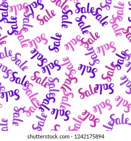 Light Purple, Pink vector seamless layout with discount of 70, 90%. Abstract illustration with colorful gradient symbols of sales. Backdrop for super sales on Black Friday.