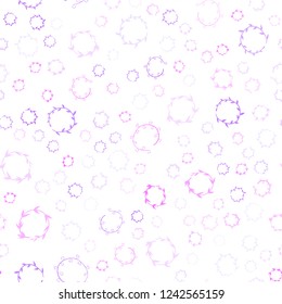 Light Purple, Pink vector seamless pattern with spheres. Glitter abstract illustration with blurred drops of rain. New design for ad, poster, banner of your website.