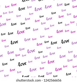 Light Purple, Pink vector seamless cover with quote LOVE YOU. Colorful illustration with quote LOVE YOU in celebration style. Texture for window blinds, curtains.