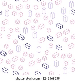 Light Purple, Pink vector seamless, isometric cover in polygonal style. Abstract gradient illustration with rectangles. Pattern for trendy fabric, wallpapers.