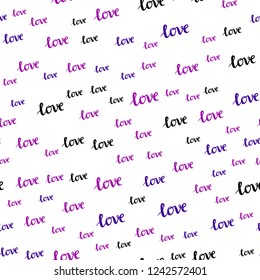 Light Purple, Pink vector seamless backdrop with phrase LOVE YOU. Decorative design in doodle style with text LOVE YOU. Design for wallpaper, fabric makers.