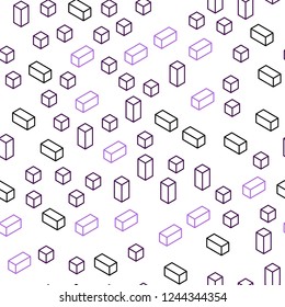 Light Purple, Pink vector seamless, isometric background with rectangles. Beautiful illustration with rectangles and squares. Design for textile, fabric, wallpapers.