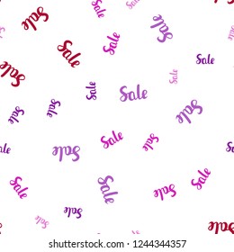 Light Purple, Pink vector seamless texture with selling simbols. Gradient illustration with discount signs on white backdrop. Backdrop for mega promotions, discounts.