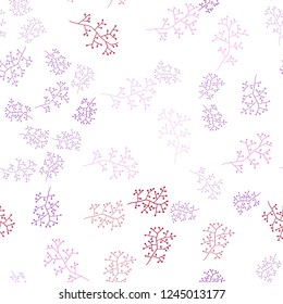 Light Purple, Pink vector seamless abstract design with branches. Modern abstract illustration with leaves and branches. Template for business cards, websites.