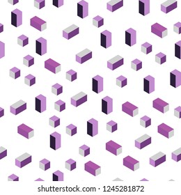 Light Purple, Pink vector seamless, isometric cover in polygonal style. Illustration with set of colorful rectangles. Design for wallpaper, fabric makers.